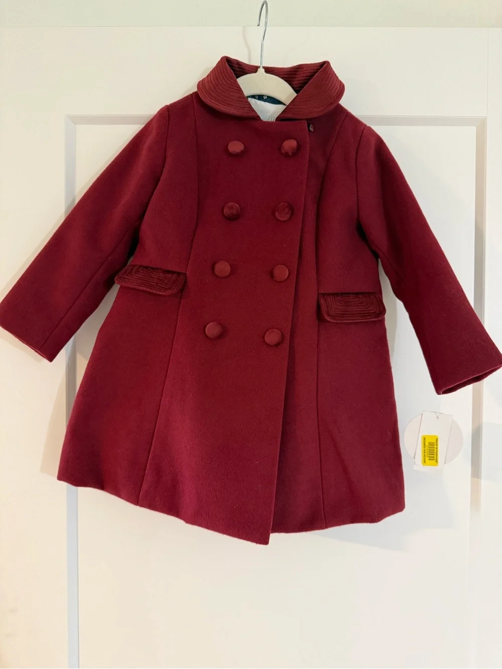 Edgehill Collection Toddler Double-Breasted Peacoat - Burgundy